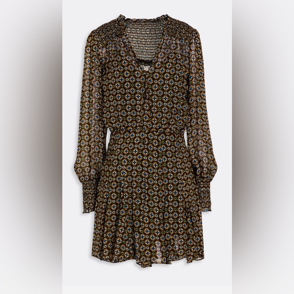 **NWT** VERONICA BEARD SACCHI PRINTED CHIFFON MINI DRESS Size 0 - Picture 4 of 6